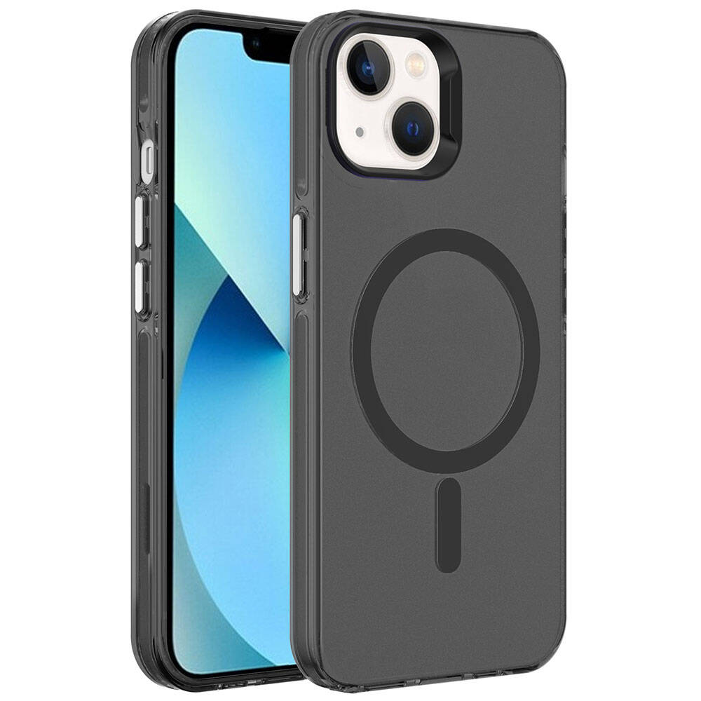 Apple iPhone 15 Plus Kılıf  M-safe Şarj Özellikli Buzlu Transparan C-Pro Sert Kapak