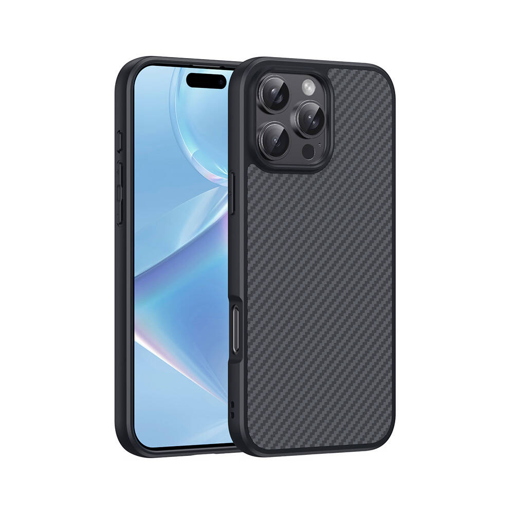 Apple iPhone 16 Pro Kılıf M-safe Şarj Özellikli Karbon Fiber Tasarımlı  Elnino Kapak