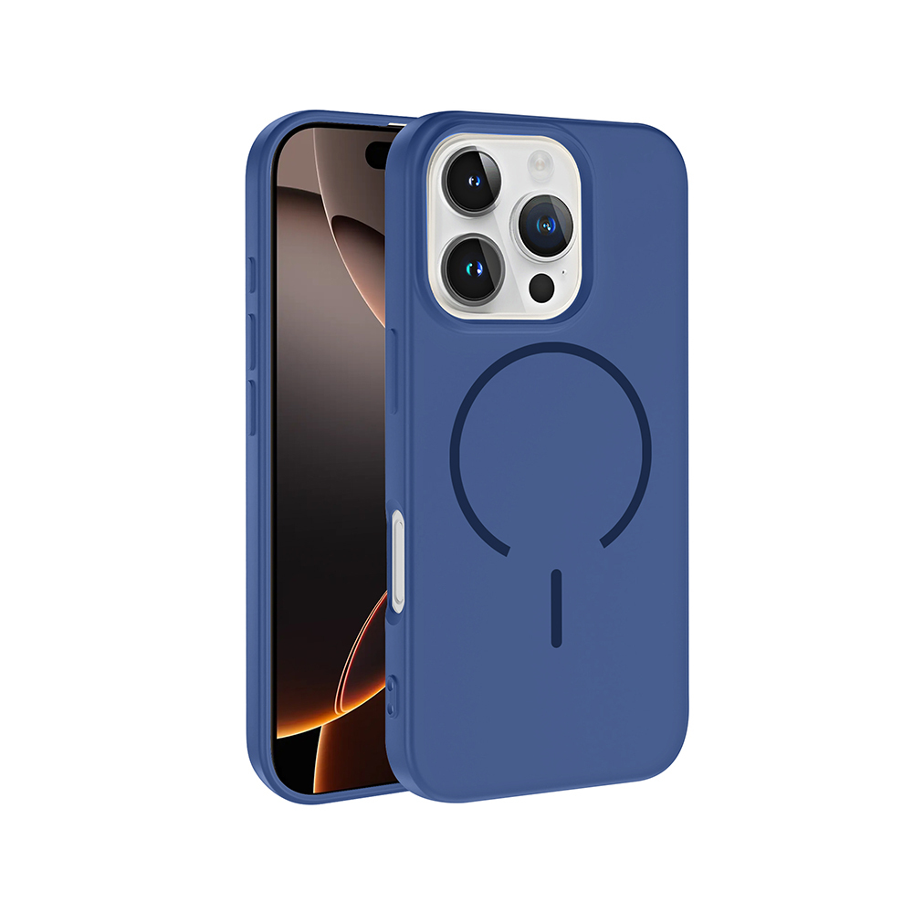 Apple iPhone 16 Pro Max Kılıf M-safe Şarj Özellikli Meta Kapak - Lacivert