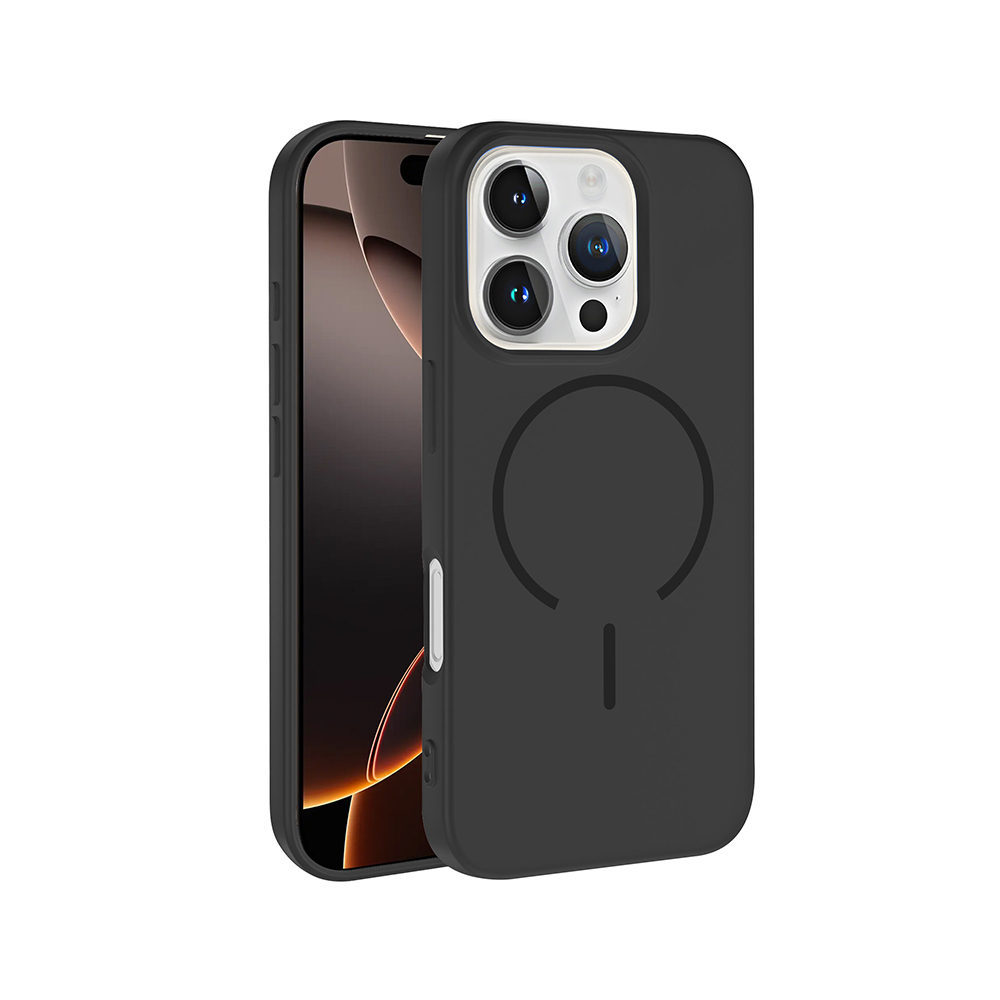 Apple iPhone 16 Pro Kılıf M-safe Şarj Özellikli  Meta Kapak - Siyah