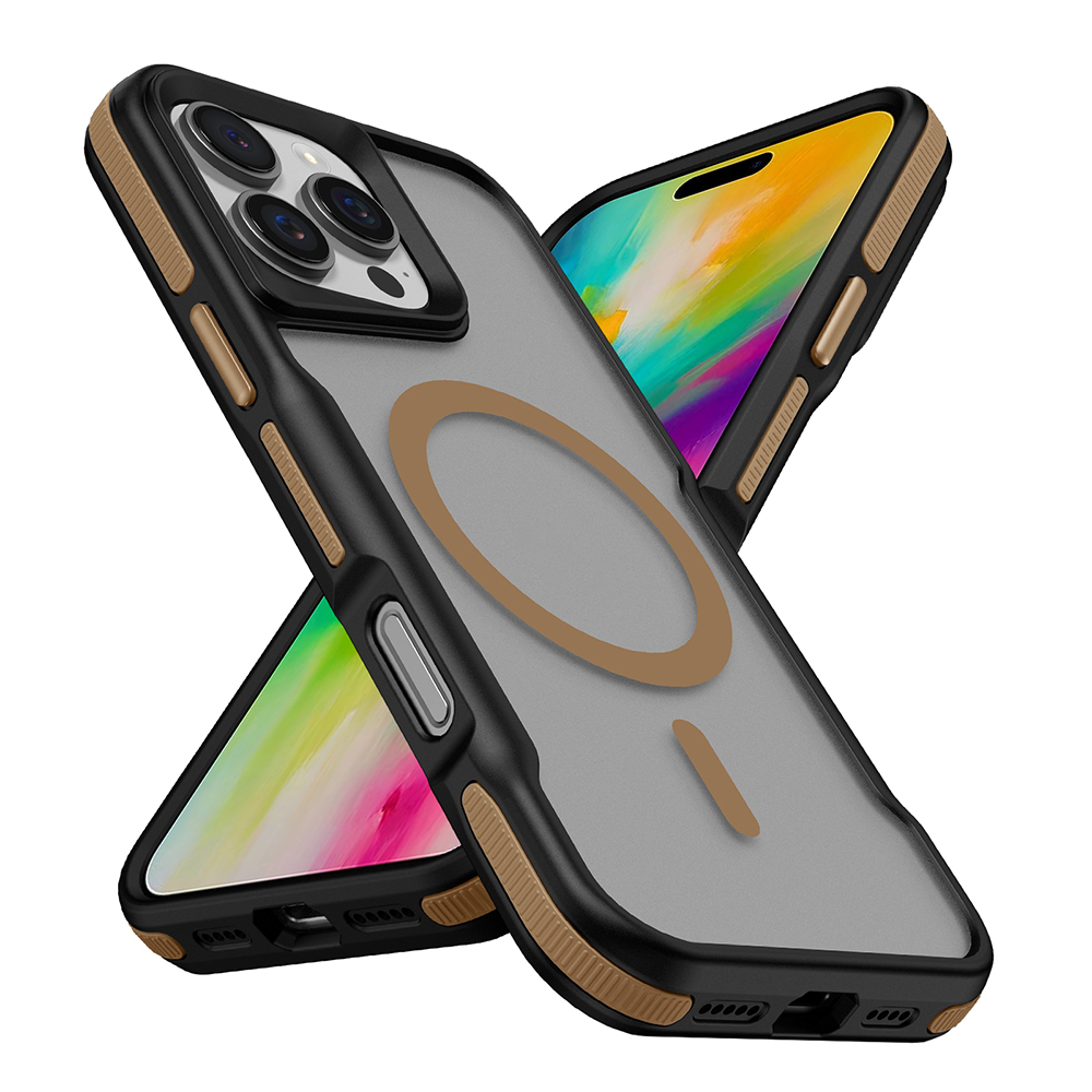Apple iPhone 16 Pro Kılıf M-safe Şarj Özellikli Renkli Kenar Airbag Şeritli Lamer Kapak