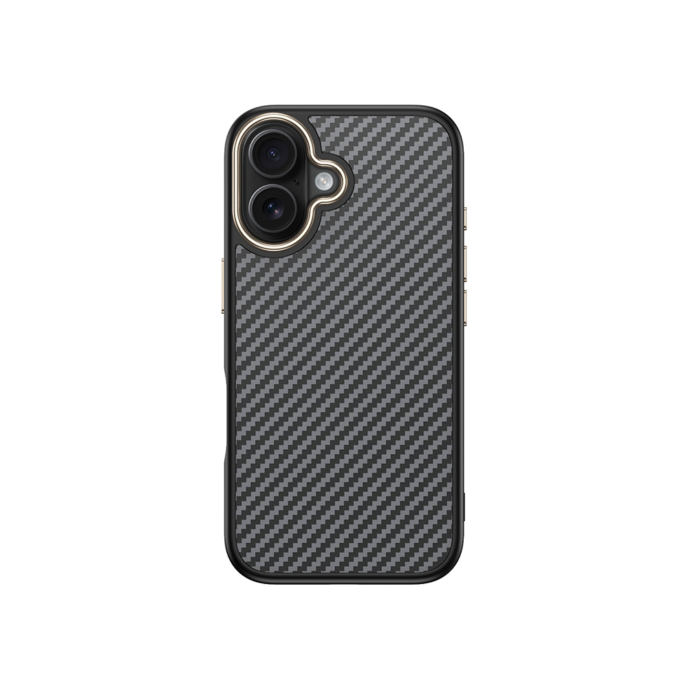 Apple iPhone 16 Kılıf M-safe Şarj Özellikli Karbon Fiber Görünümlü Antina Kapak