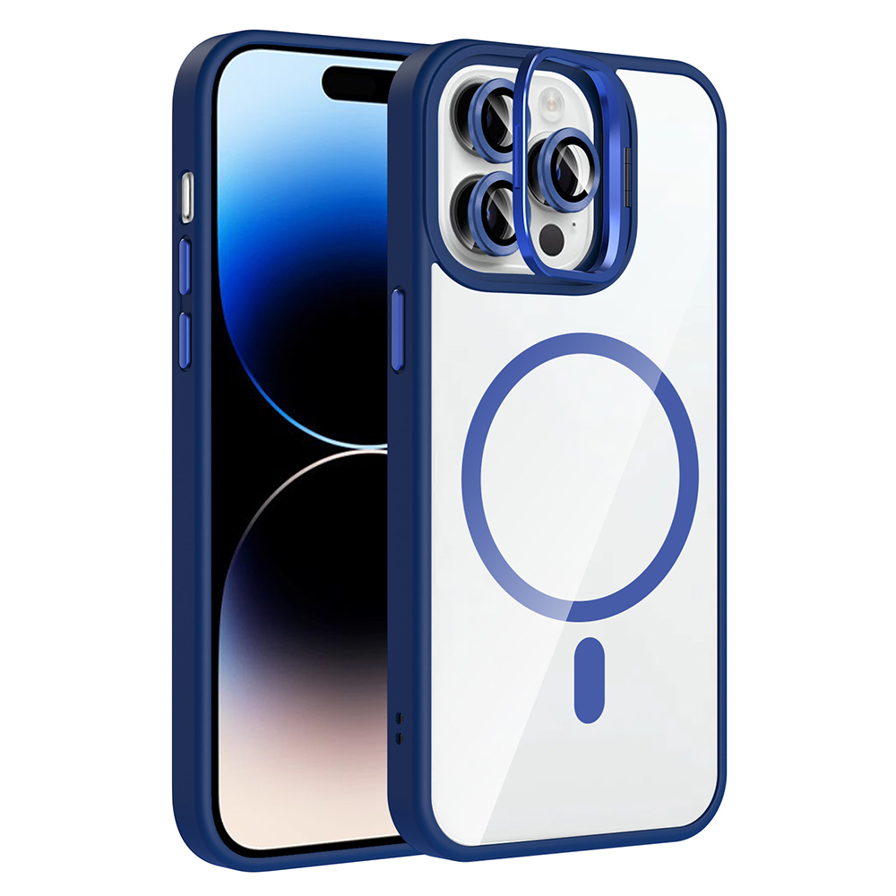 Apple iPhone 14 Pro Max Kılıf Standlı ve Kamera Lens Hediyeli M-Safe Şarj Özellikli Etro Kapak