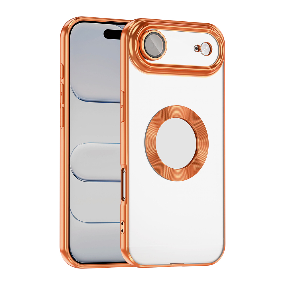 Apple iPhone 17 Air Kılıf Kamera Korumalı Logo Gösteren Omega Kapak - Turuncu
