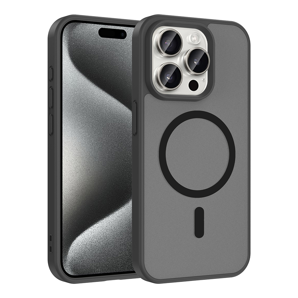 Apple iPhone 15 Pro Kılıf M-safe Şarj Özellikli  Babet Kapak - Siyah