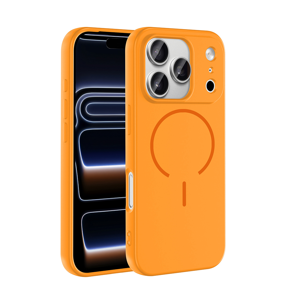 Apple iPhone 17 Pro Kılıf M-safe Şarj Özellikli Meta Kapak - Turuncu