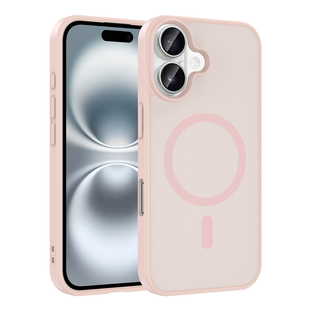Apple iPhone 16 Kılıf M-safe Şarj Özellikli  Babet Kapak - Pembe