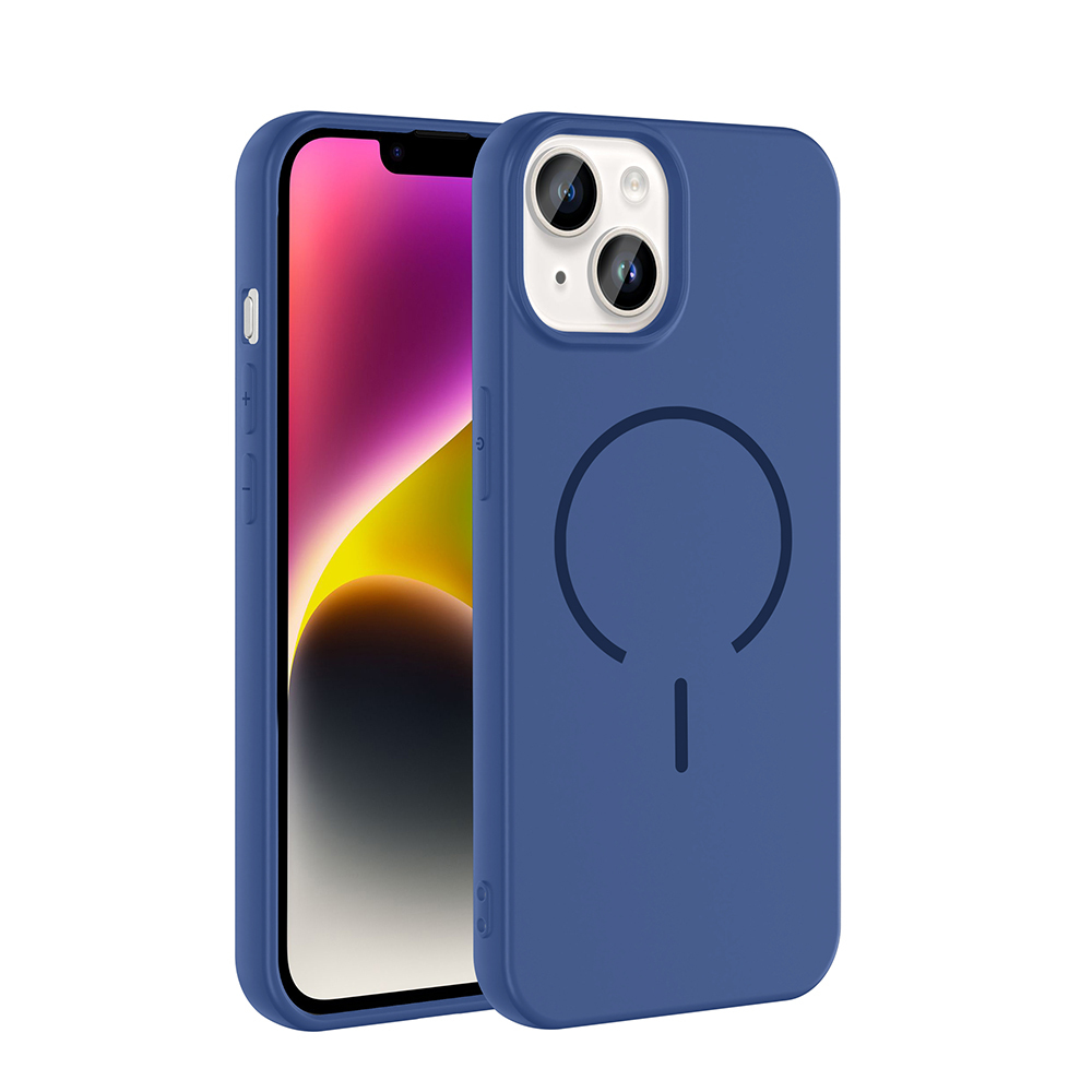 Apple iPhone 14 Kılıf M-safe Şarj Özellikli  Meta Kapak - Lacivert