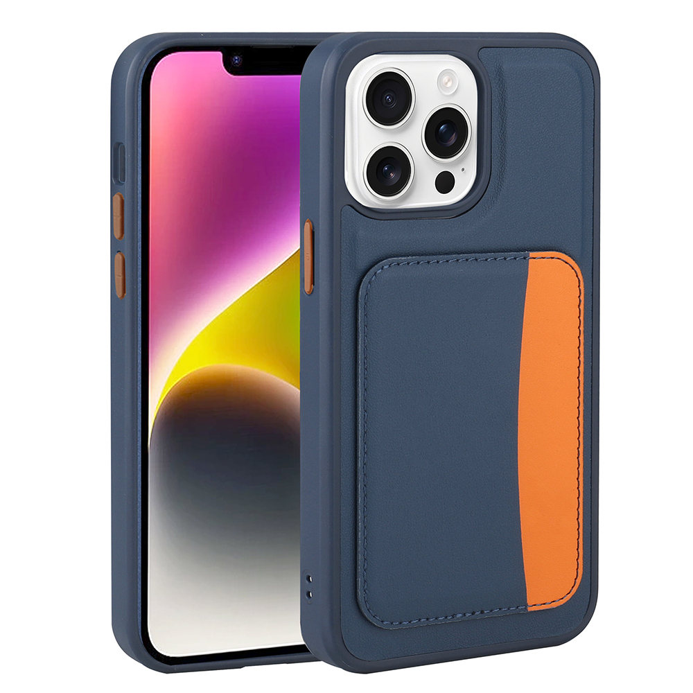 Apple iPhone 16 Pro Max Kılıf Kartlıklı X-Kart Silikon Kapak - Lacivert