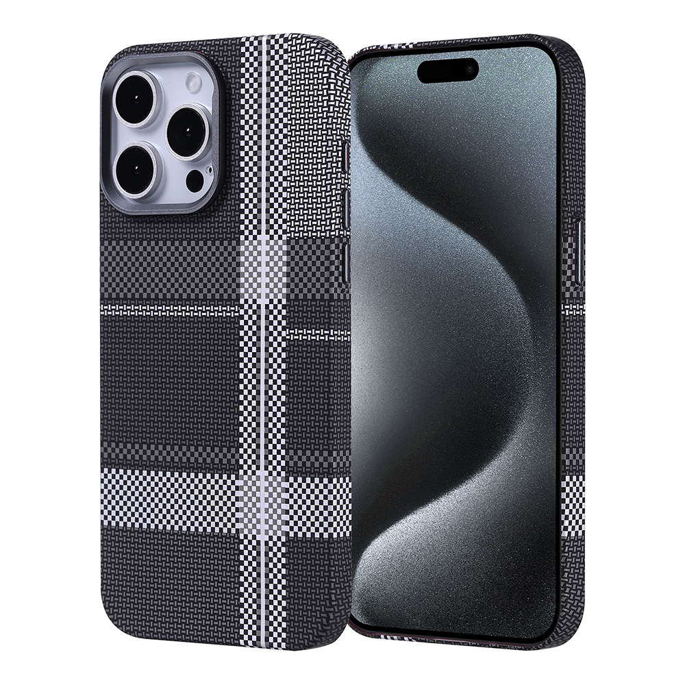 Apple iPhone 15 Pro Kılıf M-safe Şarj Özellikli Karbon Fiber Görünümlü Nekst Kapak