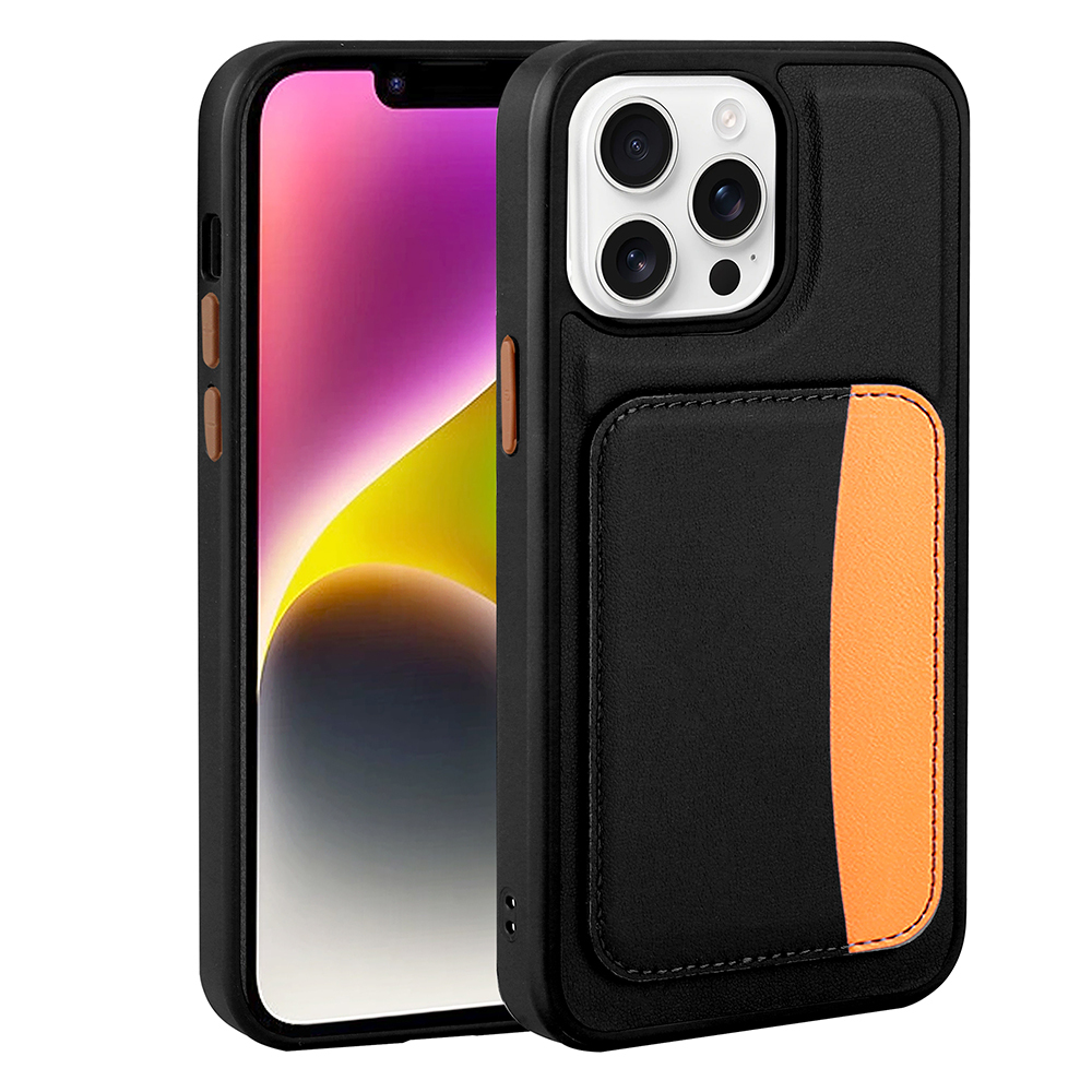 Apple iPhone 16 Pro Kılıf Kartlıklı  X-Kart Silikon Kapak - Siyah