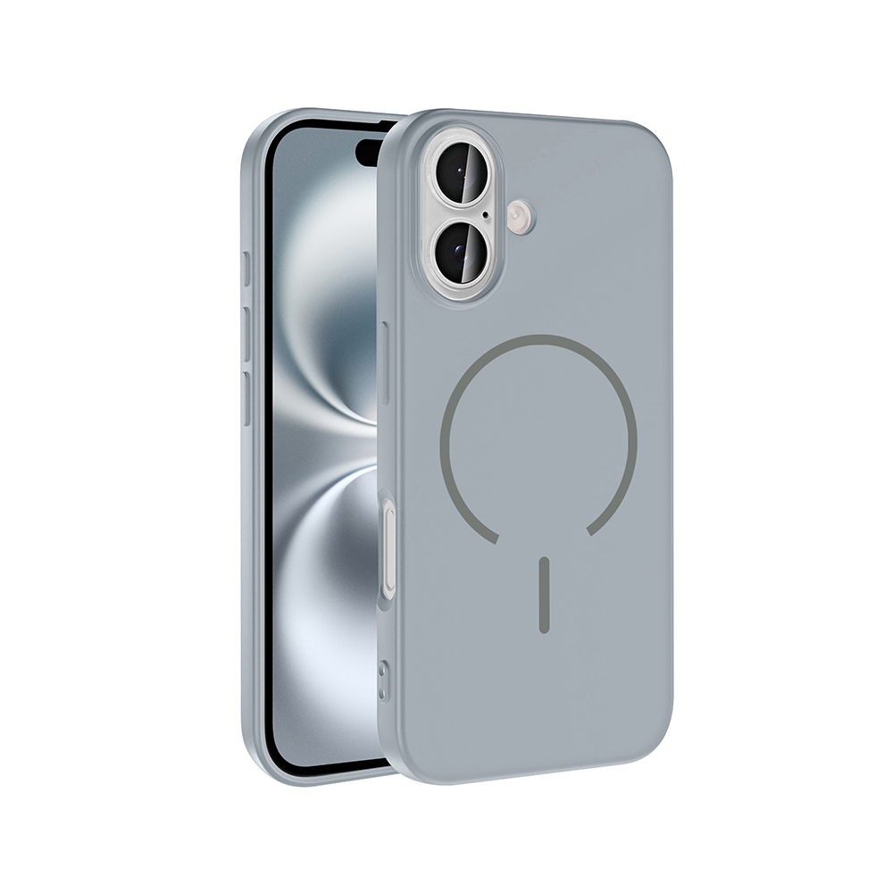 Apple iPhone 16 Kılıf M-safe Şarj Özellikli Meta Kapak - Titanyum-Gri