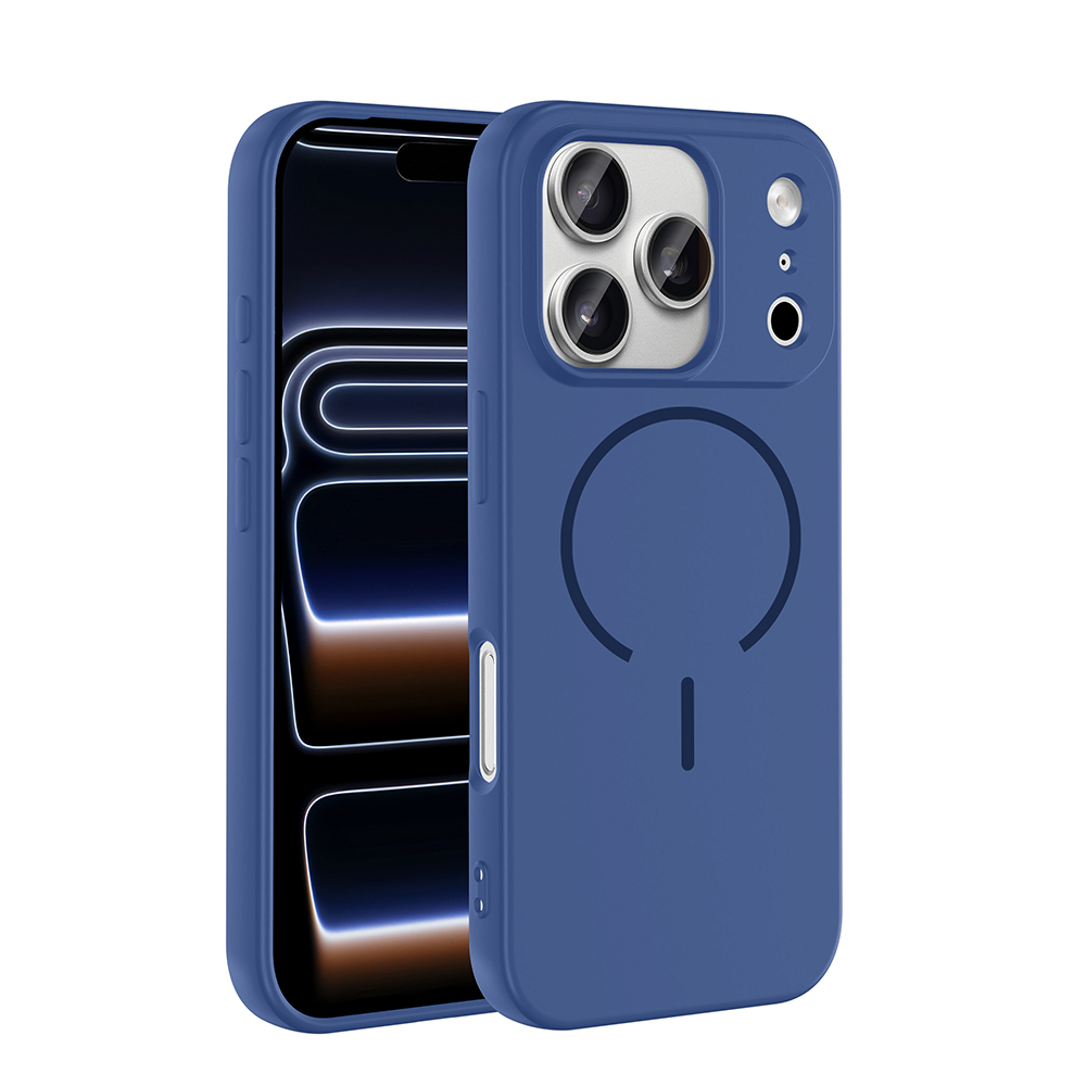 Apple iPhone 17 Pro Max Kılıf M-safe Şarj Özellikli Meta Kapak - Lacivert