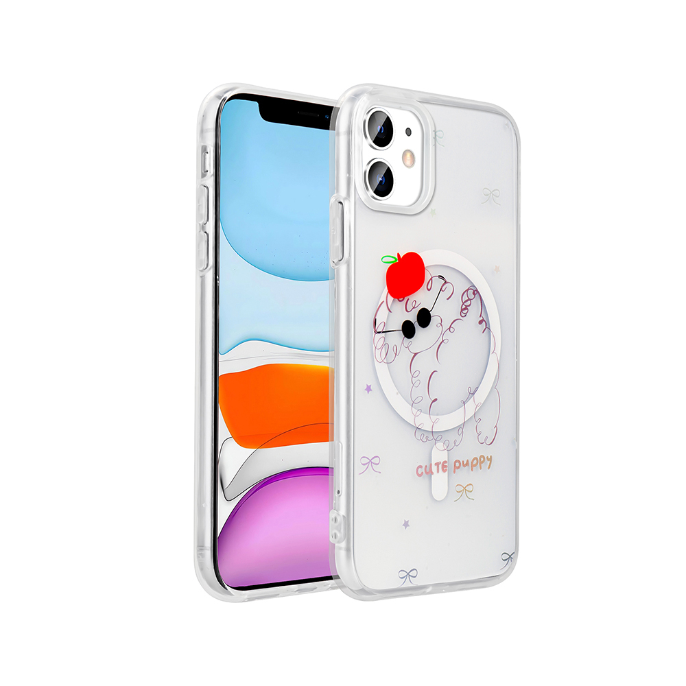 Apple iPhone 11 Kılıf M-Safe Şarj Özellikli Şeffaf  Folk Sert Kapak