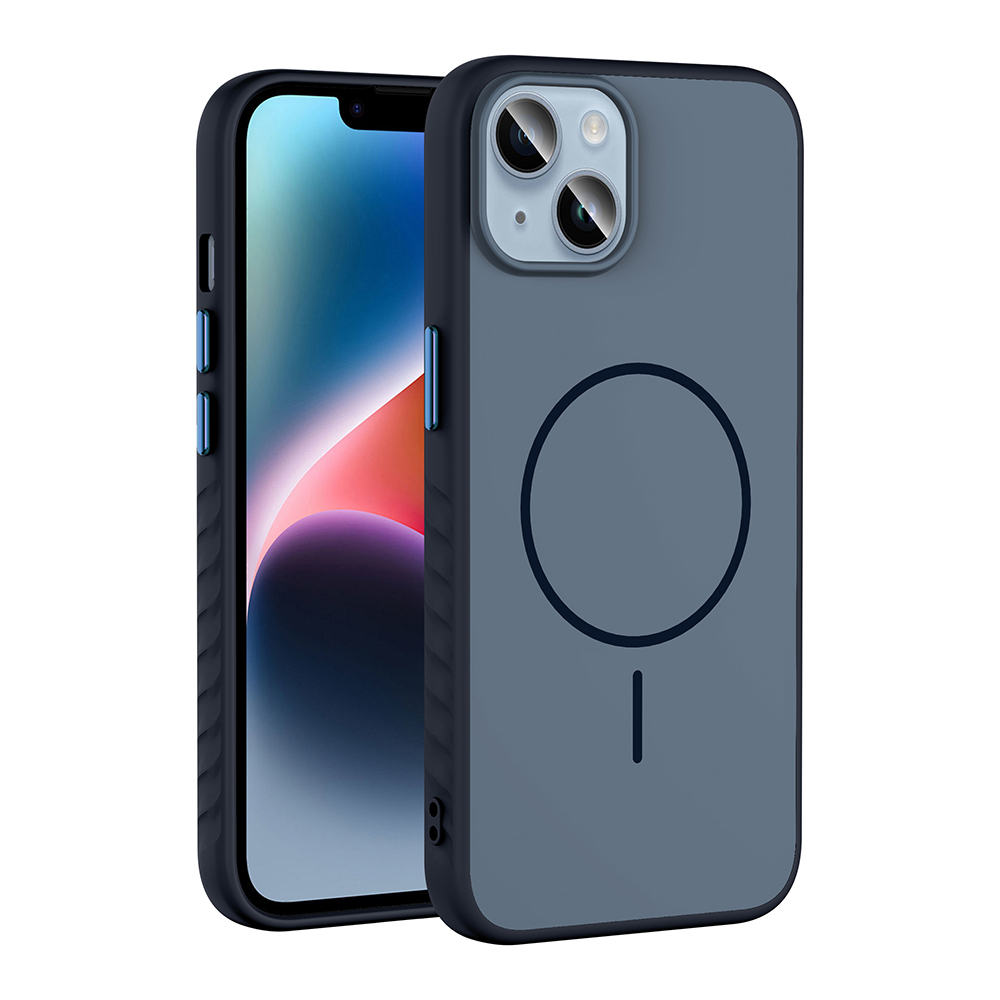 Apple iPhone 15 Kılıf M-safe Şarj Özellikli Tea Kapak - Lacivert