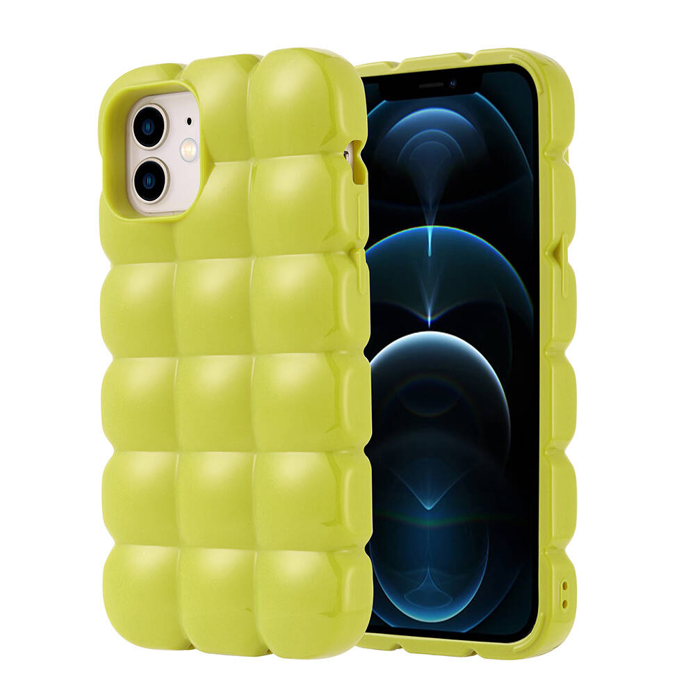 Apple iPhone 12 Kılıf Parlak Esnek Silikon Dom Dom Kapak