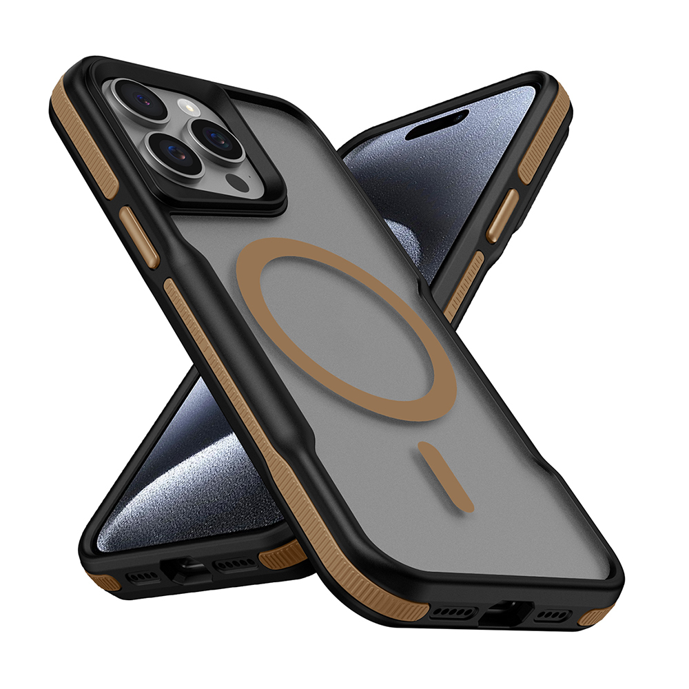 Apple iPhone 15 Pro Kılıf M-safe Şarj Özellikli Renkli Kenar Airbag Şeritli  Lamer Kapak